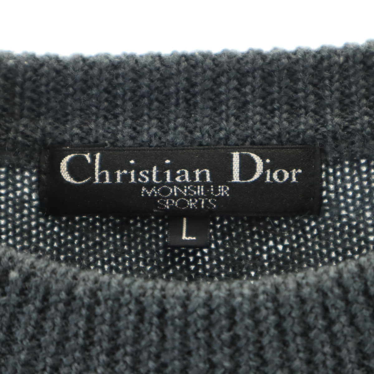 Christian Dior MONSIEUR クリスチャンディオール ムッシュ 90s ウール100% オールド 長袖 セーター L グレー系 ニット メンズ