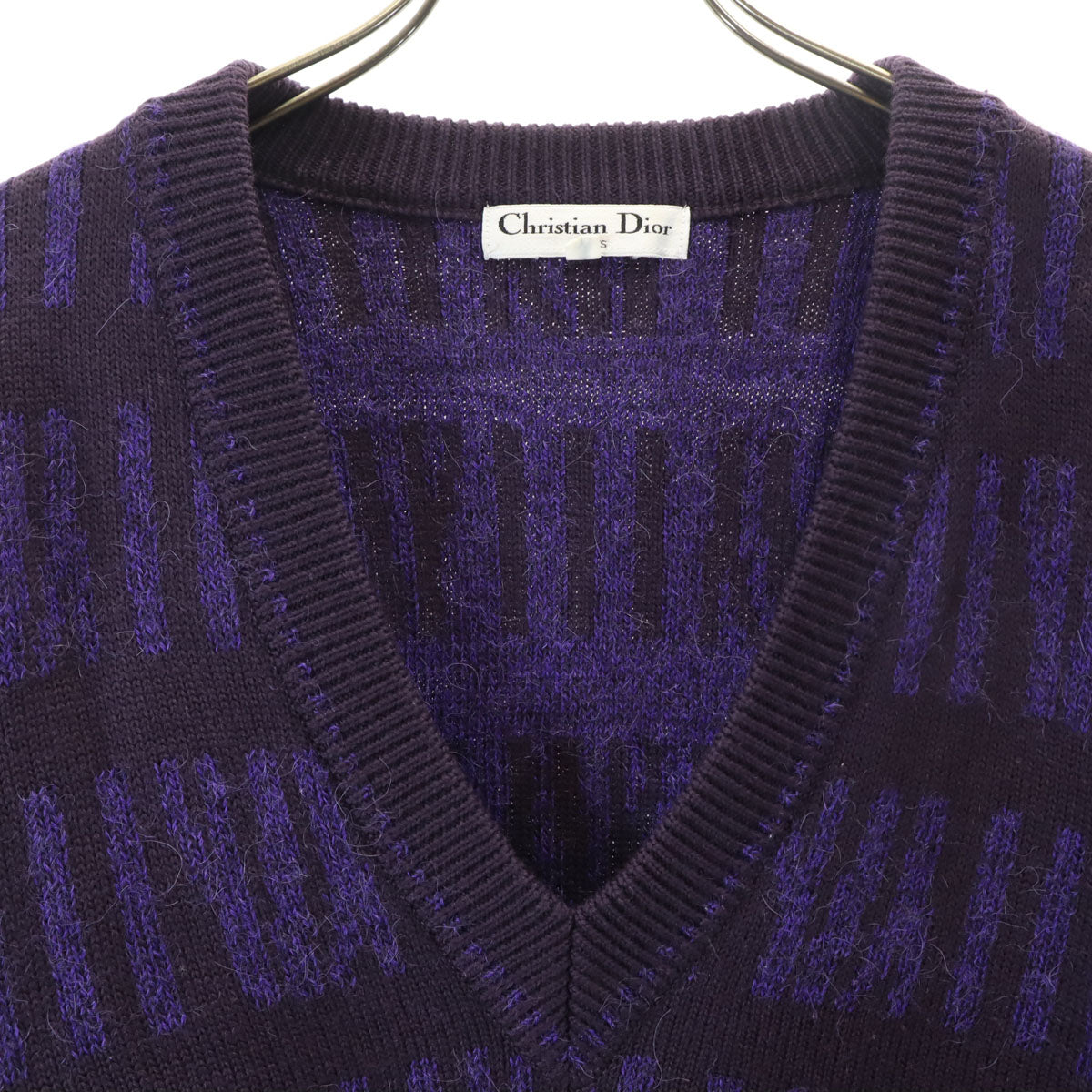 Christian Dior SPORTS クリスチャンディオールスポーツ 90s ウール100% オールド 長袖 Vネック セーター M パープル系 ニット メンズ