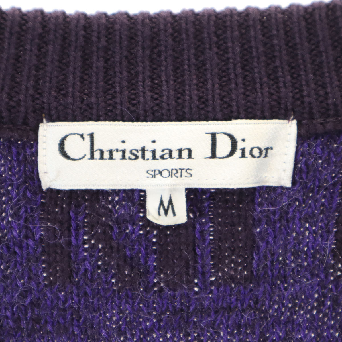 Christian Dior SPORTS クリスチャンディオールスポーツ 90s ウール100% オールド 長袖 Vネック セーター M パープル系 ニット メンズ