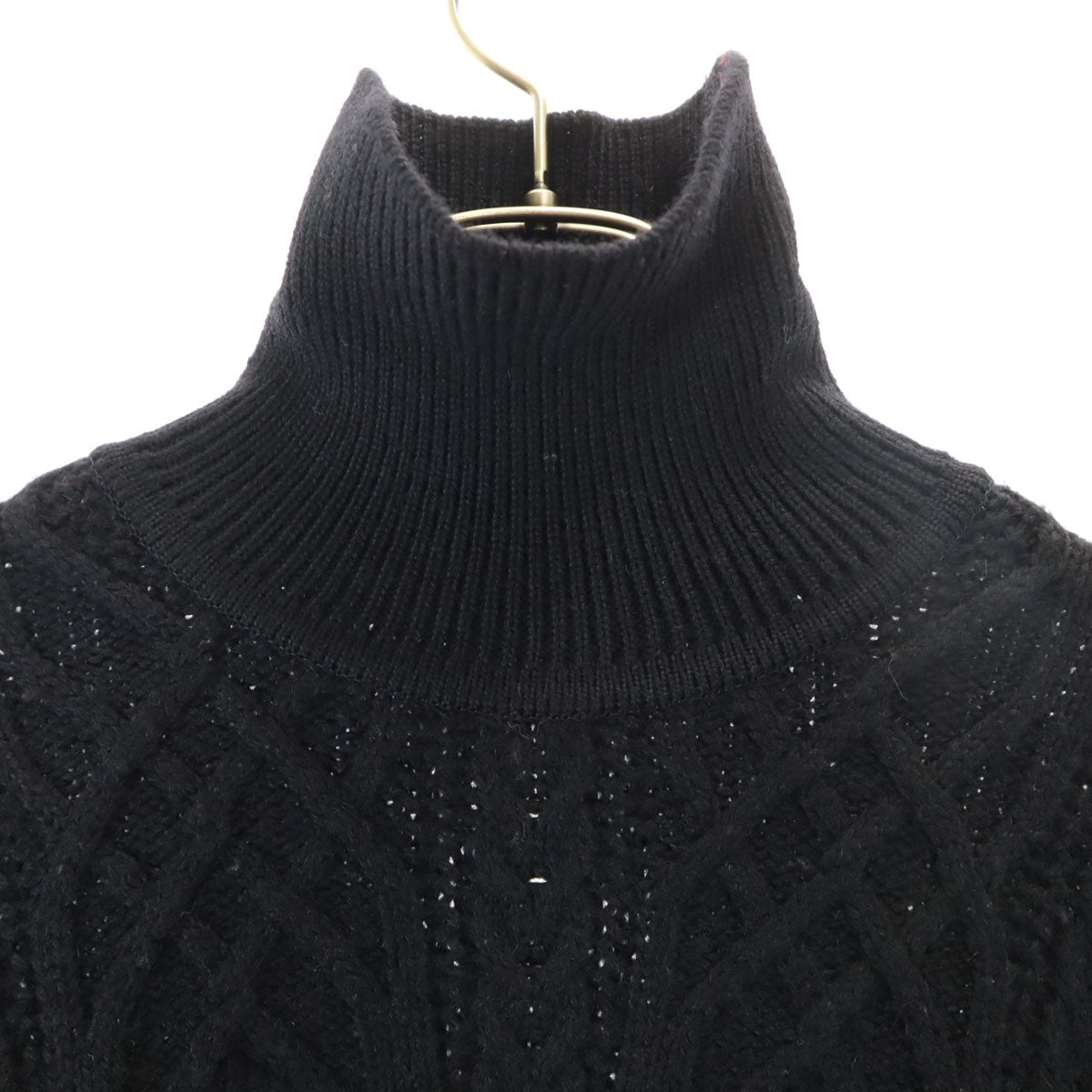 Christian Dior MONSIEUR クリスチャンディオール ムッシュ 90s ウール100% オールド ケーブル編み 長袖 タートルネック セーター L ブラック ニット メンズ