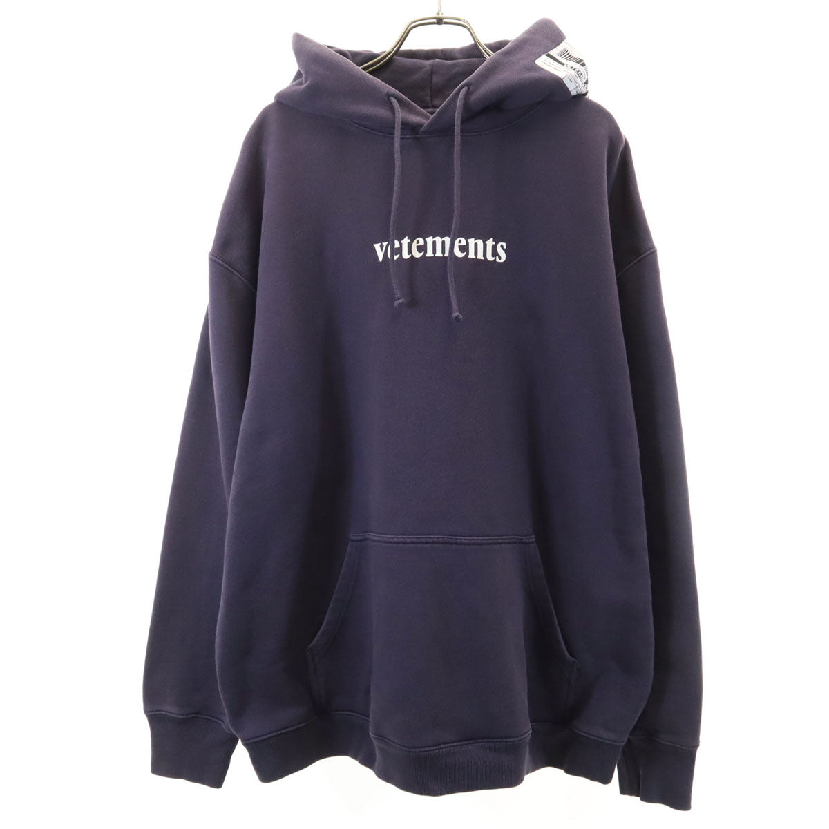 VETEMENTS ヴェトモン 長袖 バーコードパッチ スウェットパーカー M ネイビー プルオーバー ユニセックス メンズ