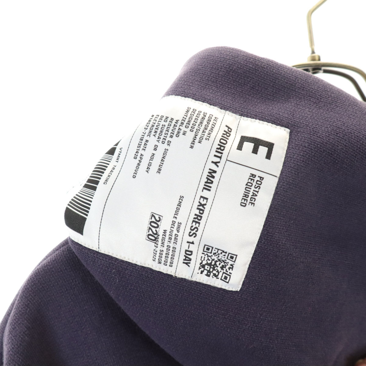 VETEMENTS ヴェトモン 長袖 バーコードパッチ スウェットパーカー M ネイビー プルオーバー ユニセックス メンズ