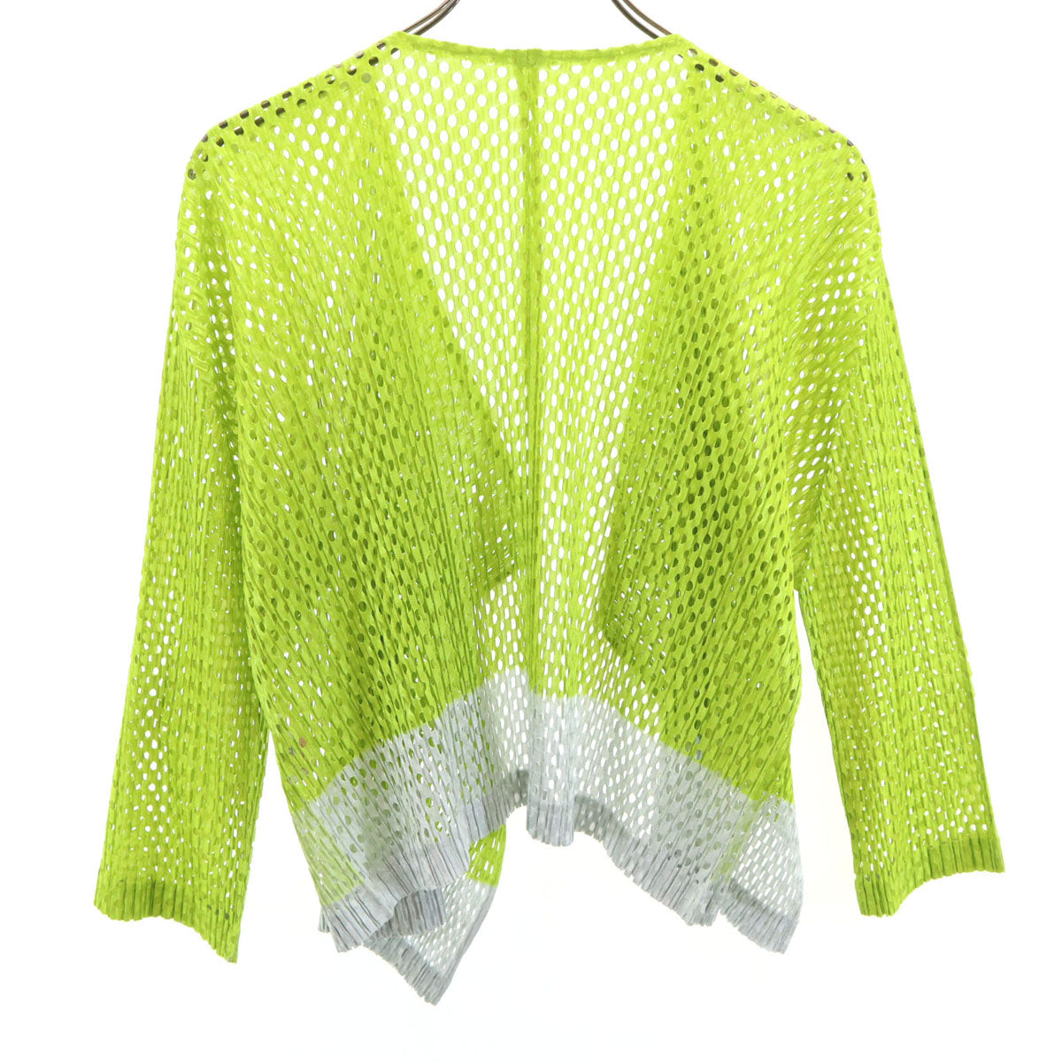 PLEATS PLEASE プリーツプリーズ 日本製 長袖 メッシュ ブラウス 5 イエローグリーン レディース