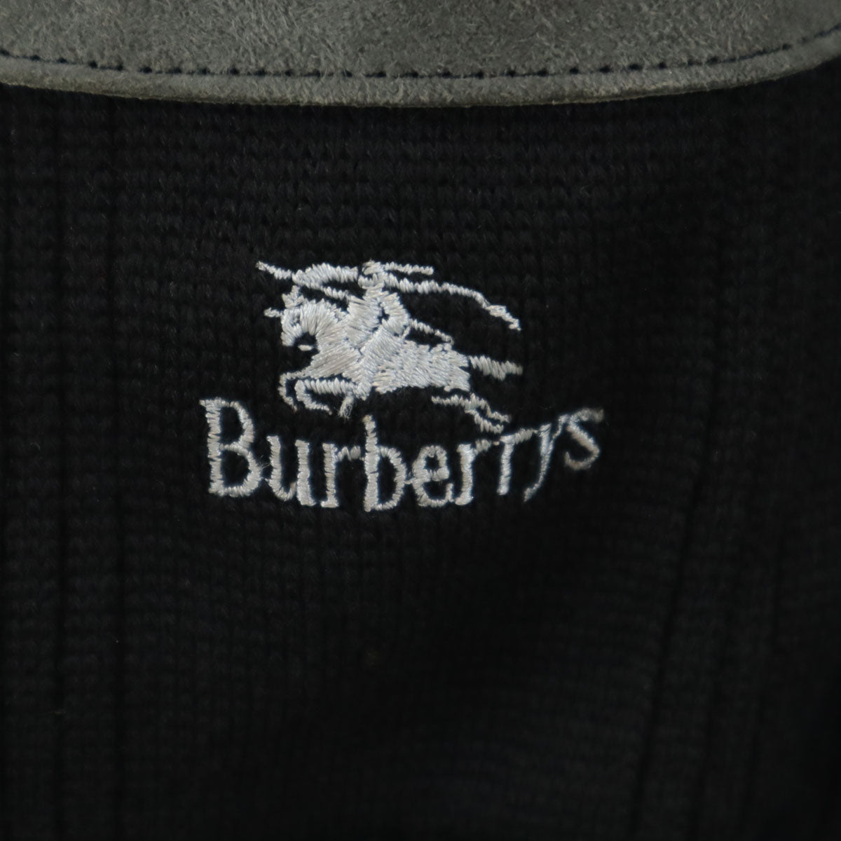 Burberrys バーバリーズ 90s 英国製 オールド 長袖 コマンド Vネック ニットカーディガン L ブラック エルボーパッチ メンズ