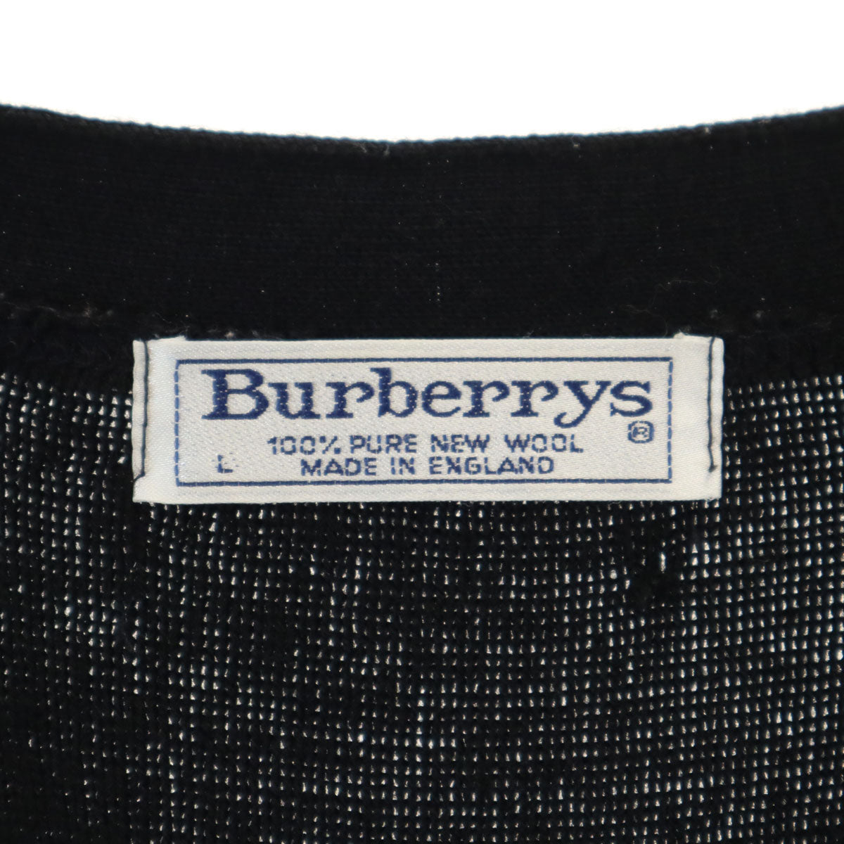 Burberrys バーバリーズ 90s 英国製 オールド 長袖 コマンド Vネック ニットカーディガン L ブラック エルボーパッチ メンズ
