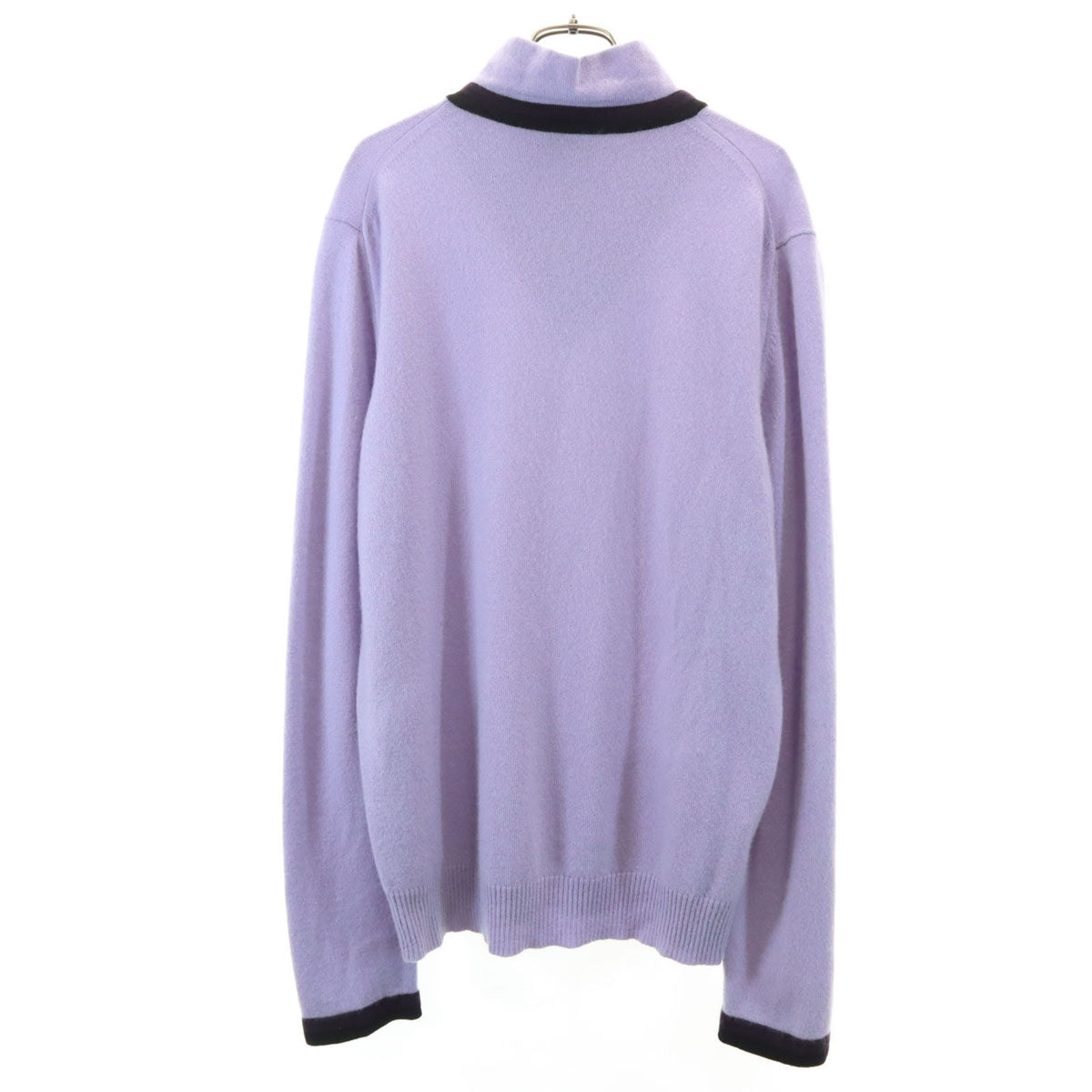 HERMES エルメス イタリア製 カシミヤ100% 長袖 ハーフジップ ニット L ラベンダー セーター メンズ