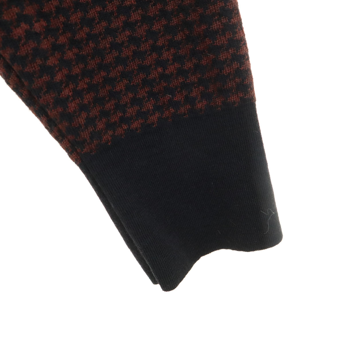 HERMES エルメス イタリア製 シルクブレンド ハウンドトゥース柄 長袖 ニット M ブラウン セーター 千鳥格子 メンズ