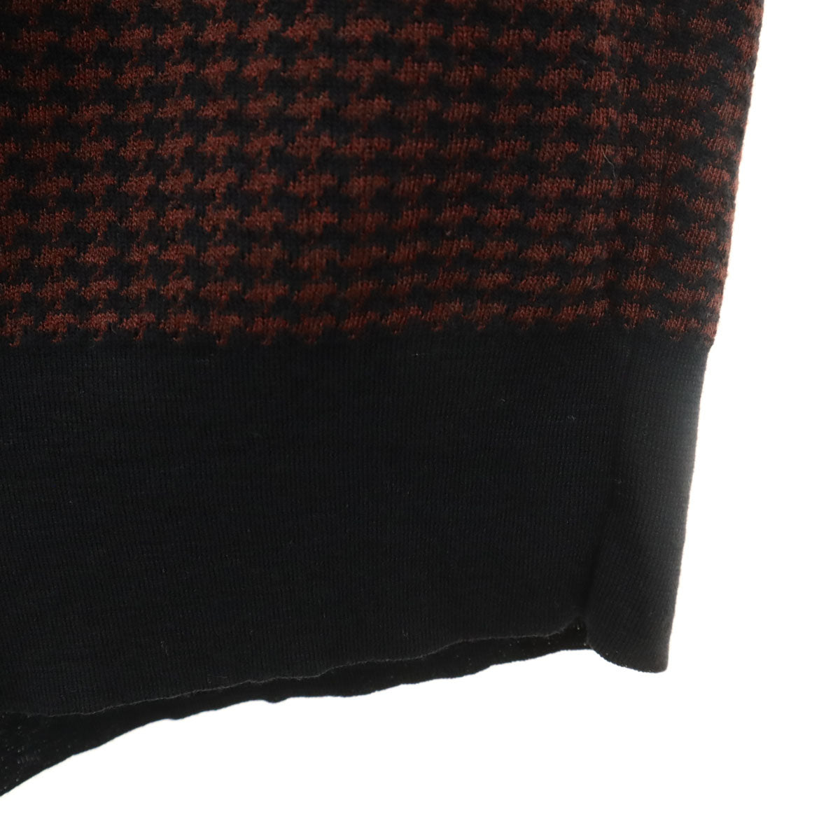 HERMES エルメス イタリア製 シルクブレンド ハウンドトゥース柄 長袖 ニット M ブラウン セーター 千鳥格子 メンズ