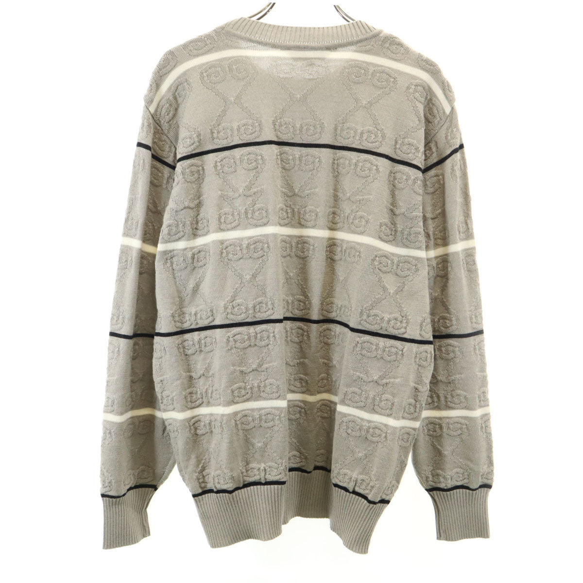 Christian Dior SPORTS クリスチャンディオールスポーツ 90s オールド 総柄 長袖 ニット L グレー セーター メンズ
