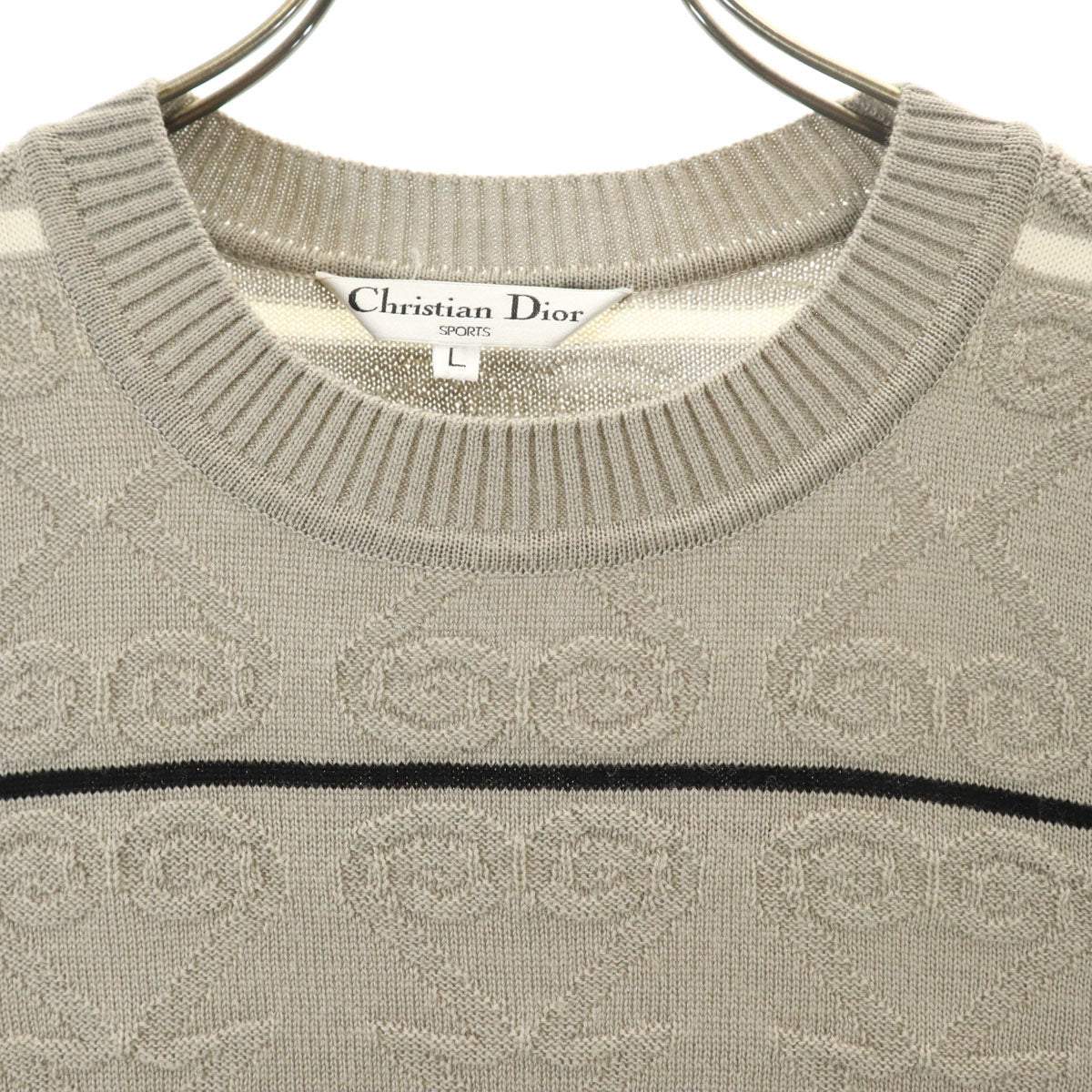 Christian Dior SPORTS クリスチャンディオールスポーツ 90s オールド 総柄 長袖 ニット L グレー セーター メンズ