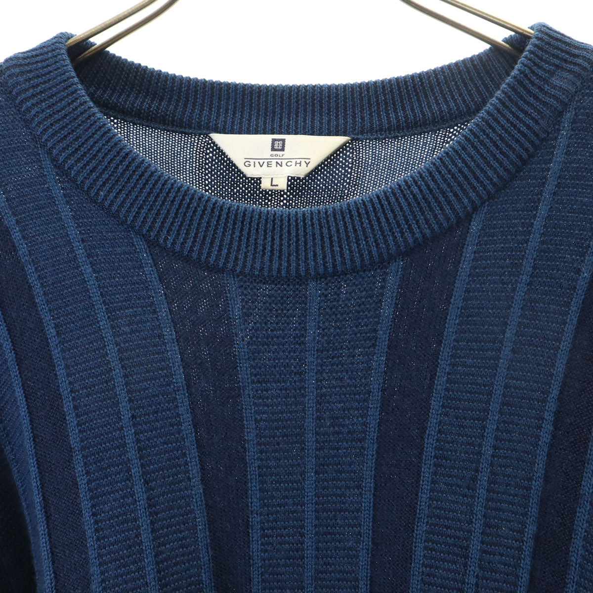 GIVENCHY ジバンシィ 90s 日本製 オールド 総柄 ゴルフ 長袖 セーター L ネイビー ニット メンズ