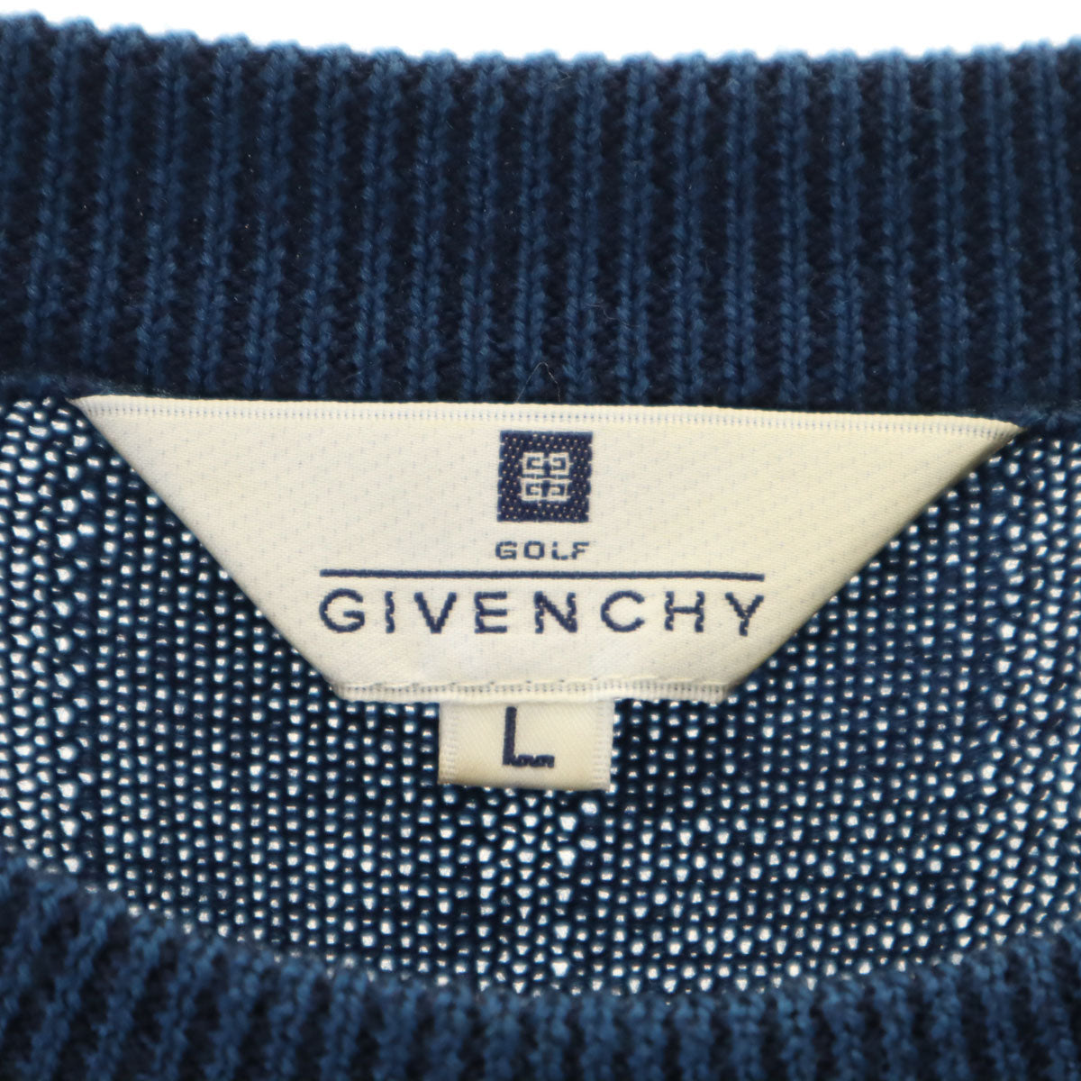 GIVENCHY ジバンシィ 90s 日本製 オールド 総柄 ゴルフ 長袖 セーター L ネイビー ニット メンズ