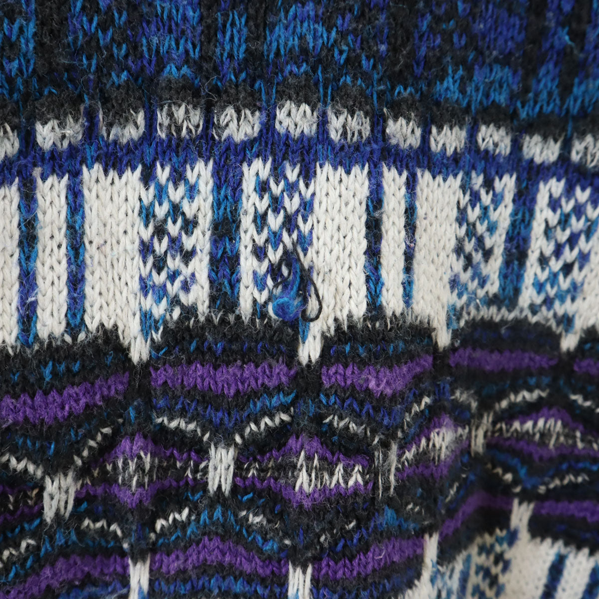 VAN HEUSEN ヴァンヒューゼン 90s オールド 総柄 長袖 3D ニット XL ブルー系 セーター メンズ