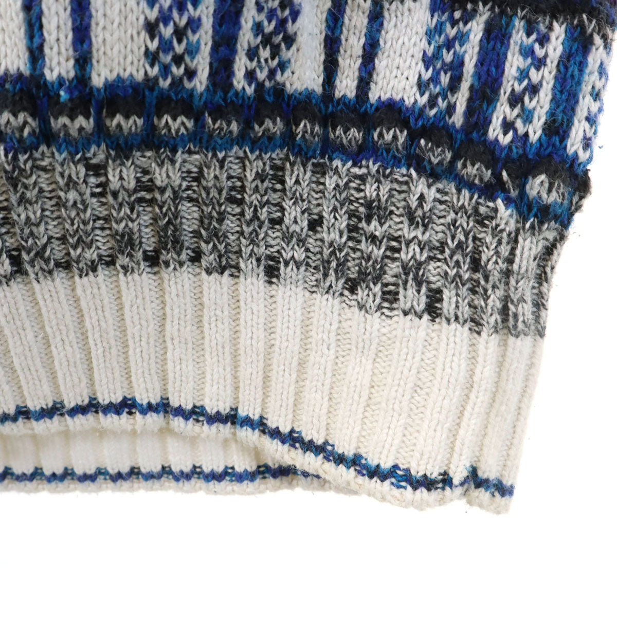 VAN HEUSEN ヴァンヒューゼン 90s オールド 総柄 長袖 3D ニット XL ブルー系 セーター メンズ