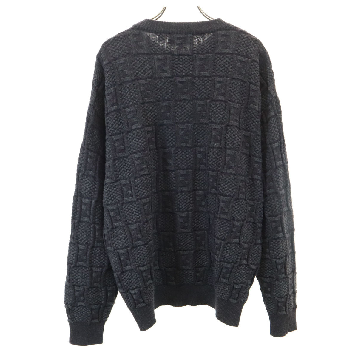 FENDI CLUB フェンディ クラブ 90s イタリア製 オールド ズッカ柄 長袖 セーター 50/M チャコールグレー ニット メンズ