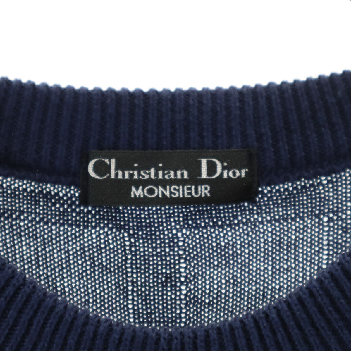 Christian Dior MONSIEUR クリスチャンディオール ムッシュ 90s オールド チェック柄 長袖 ニット L ネイビー セーター メンズ