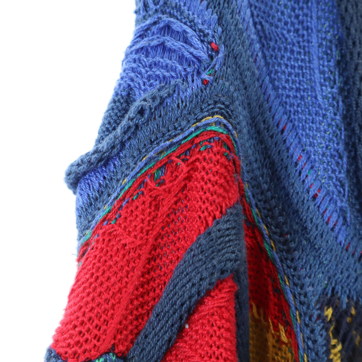 90s オールド 3D 長袖 Vネック 3D ニット マルチ メンズ