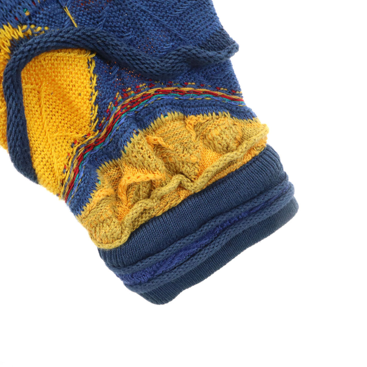 90s オールド 3D 長袖 Vネック 3D ニット マルチ メンズ