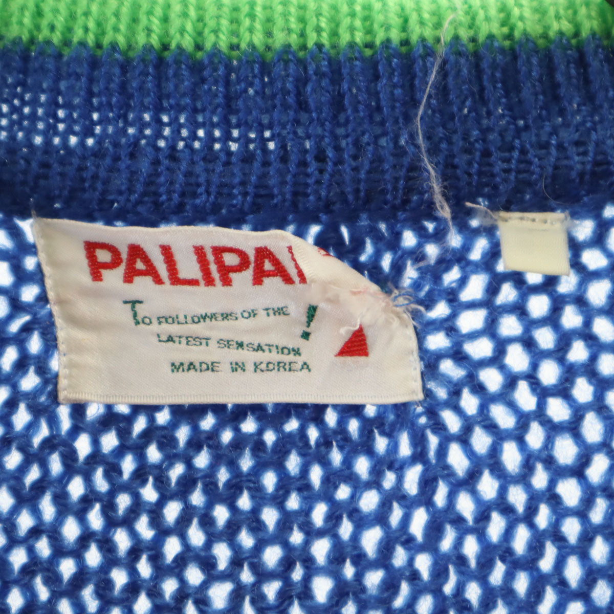 PALIPALI 70s 80s ヴィンテージ ZOOMONT 長袖 ポロ ニット F ブルー セーター レディース