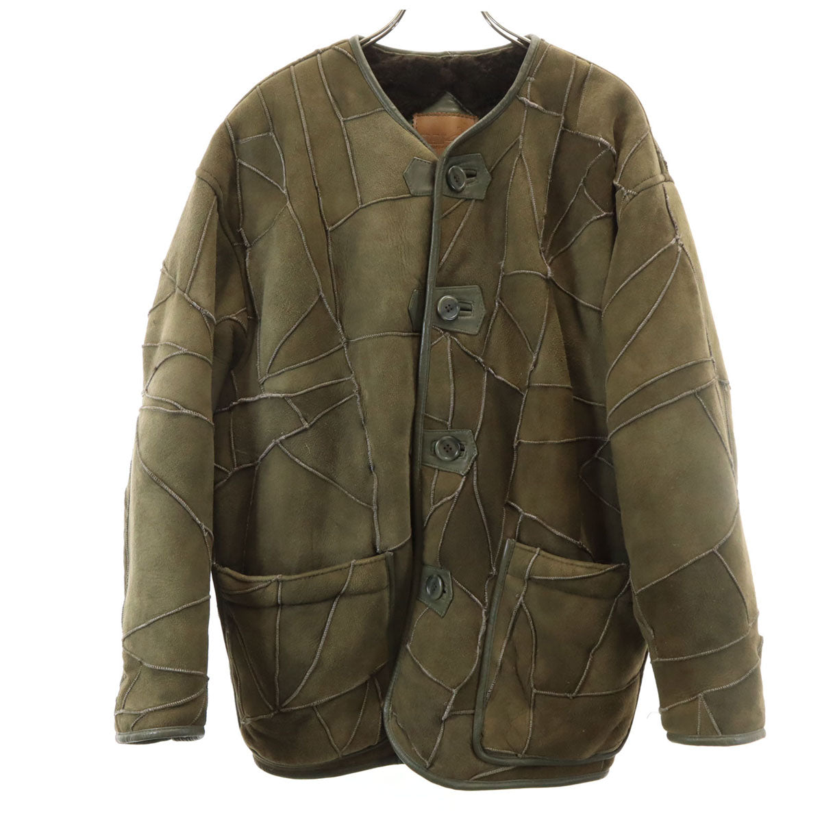 HAI SPORTING GEAR ハイスポーティングギア 80s ヴィンテージ パッチワーク ムートンジャケット M オリーブ系 イッセイミヤケ メンズ