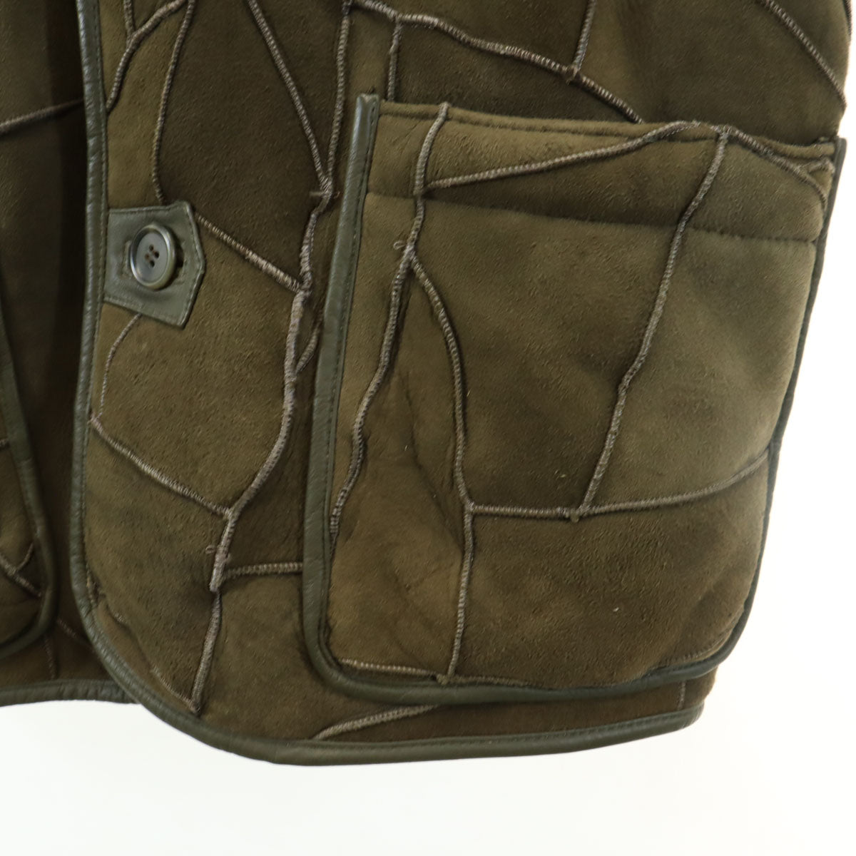 HAI SPORTING GEAR ハイスポーティングギア 80s ヴィンテージ パッチワーク ムートンジャケット M オリーブ系 イッセイミヤケ メンズ