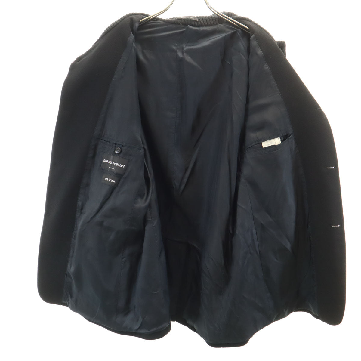 Emporio Armani エンポリオアルマーニ イタリア製 ウールジャケット 56 ブラック ビッグサイズ メンズ