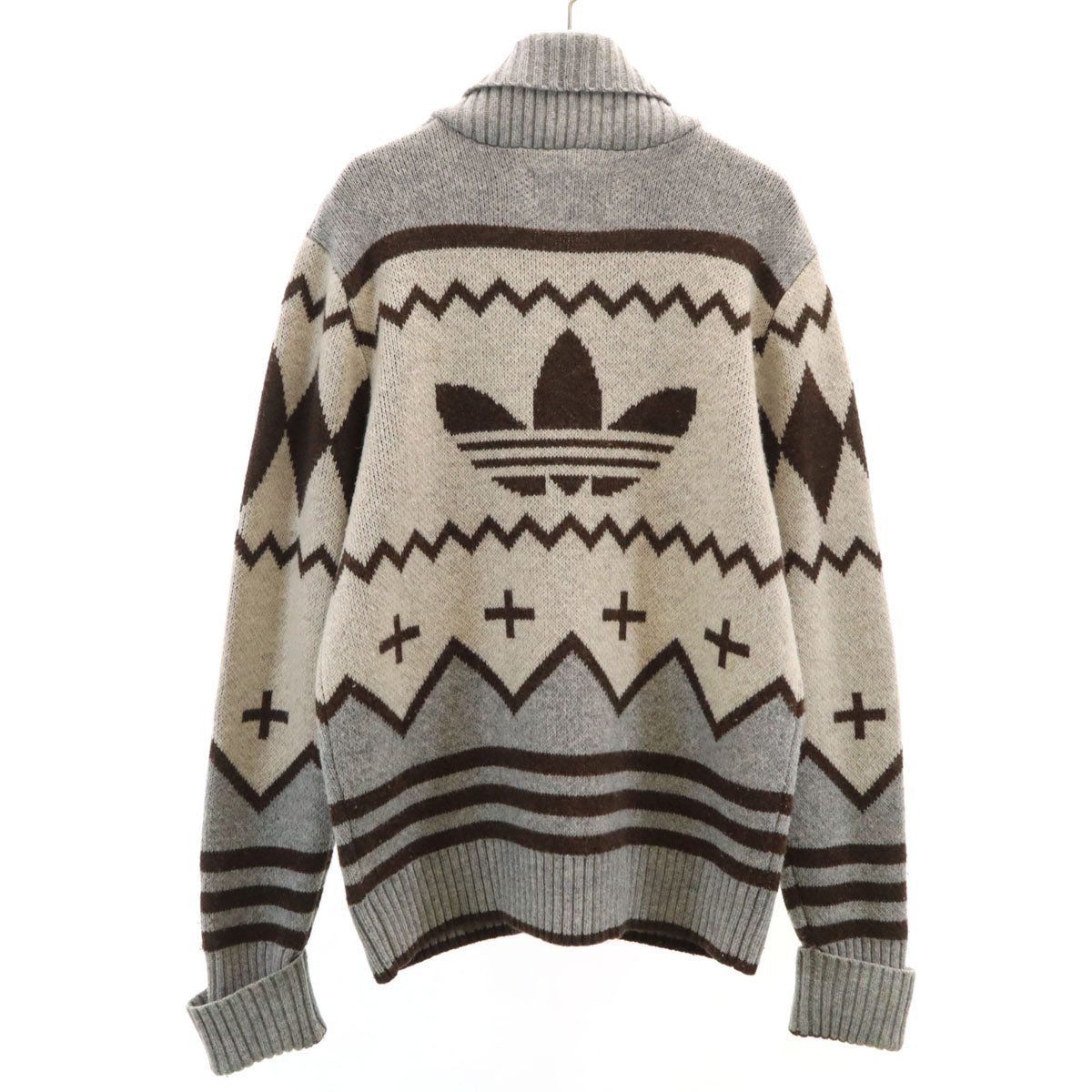 adidas Originals アディダスオリジナルス トレフォイルロゴ ニットジャケット M グレージュ メンズ