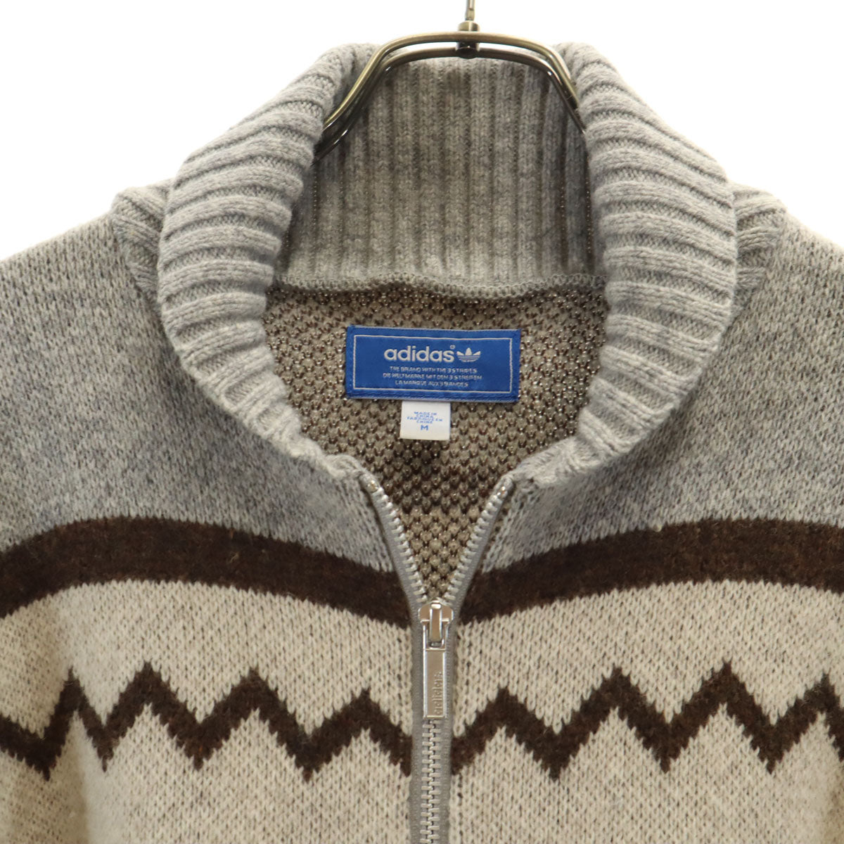 adidas Originals アディダスオリジナルス トレフォイルロゴ ニットジャケット M グレージュ メンズ
