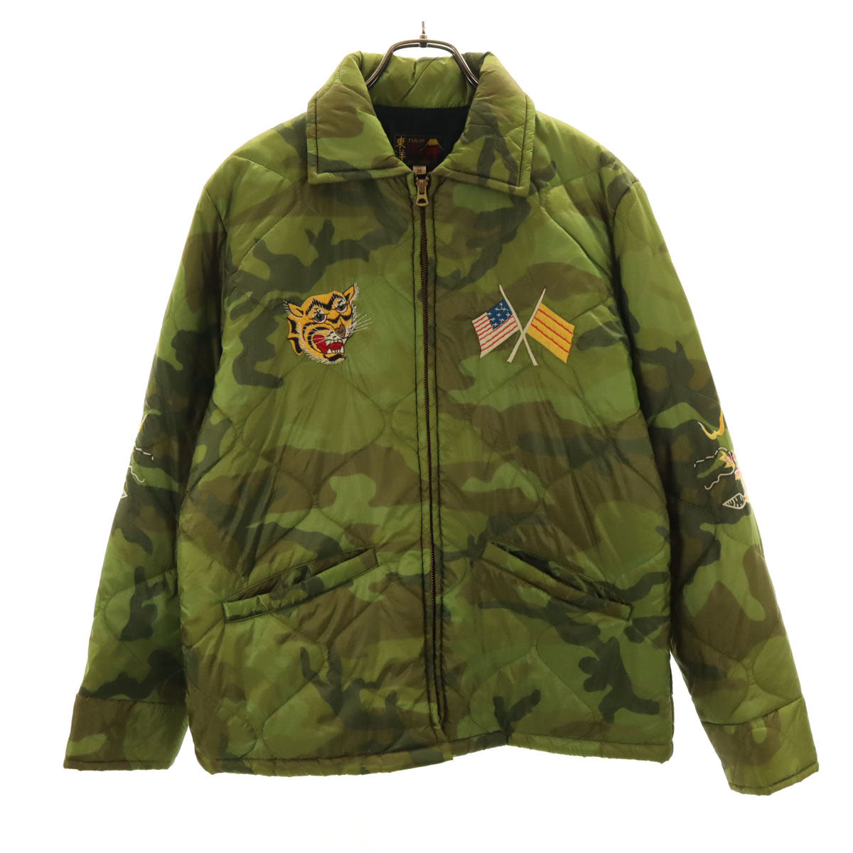 東洋エンタープライズ テーラー東洋 カモフラ柄 ベトナムマップ ベトジャン ライナー ジャケット M オリーブ TT13675 迷彩 虎 龍 キルティング メンズ