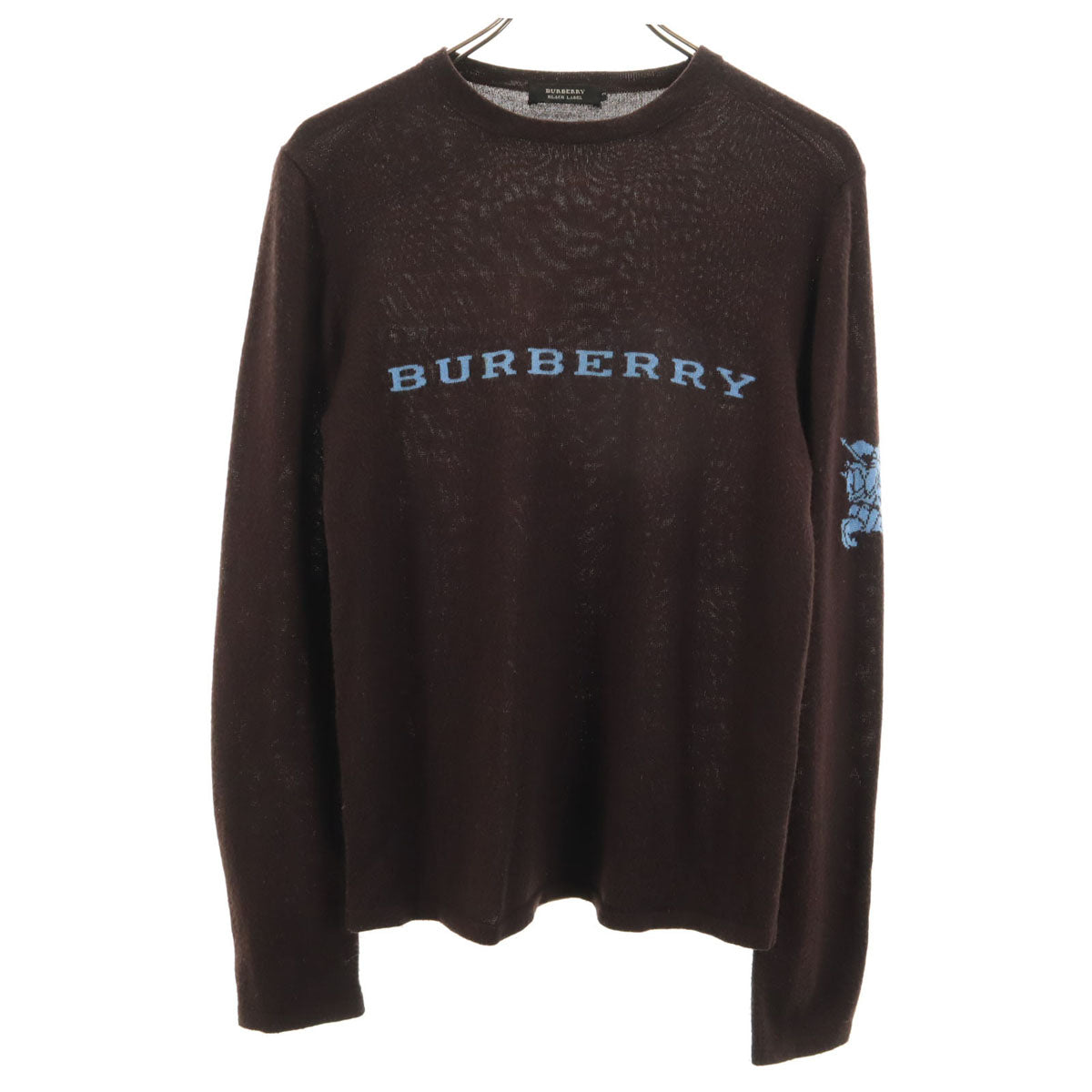 BURBERRY BLACK LABEL バーバリーブラックレーベル ウールブレンド ロゴ 長袖 セーター 2 ブラウン ニット 三陽商会 メンズ