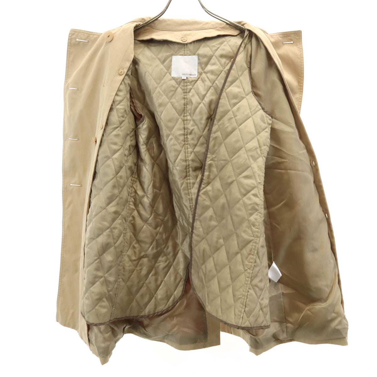 gout commun グーコミューン コート 40 ベージュ 中綿ライナー付き レディース