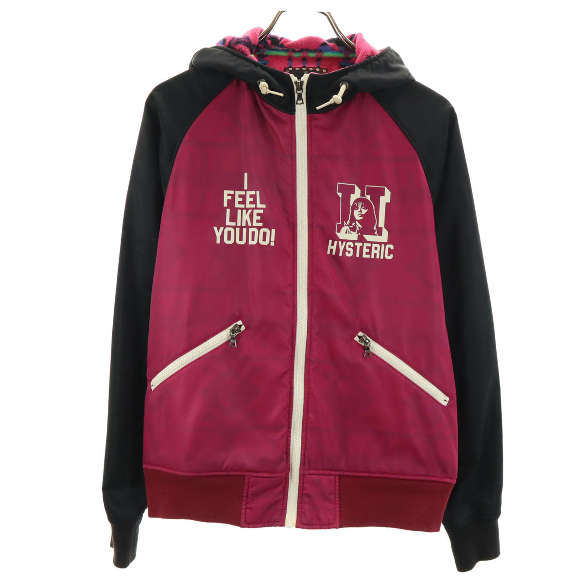 HYSTERIC GLAMOUR ヒステリックグラマー ナイロンジャケット M マゼンタ 裏フリース メンズ
