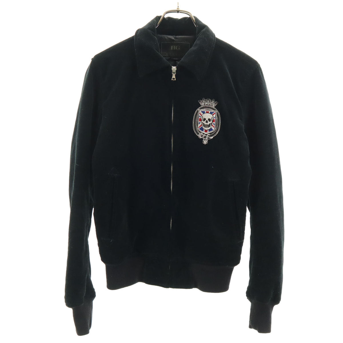 HYSTERIC GLAMOUR ヒステリックグラマー バック刺繍 ベロア ジャケット S ブラック 中綿 メンズ