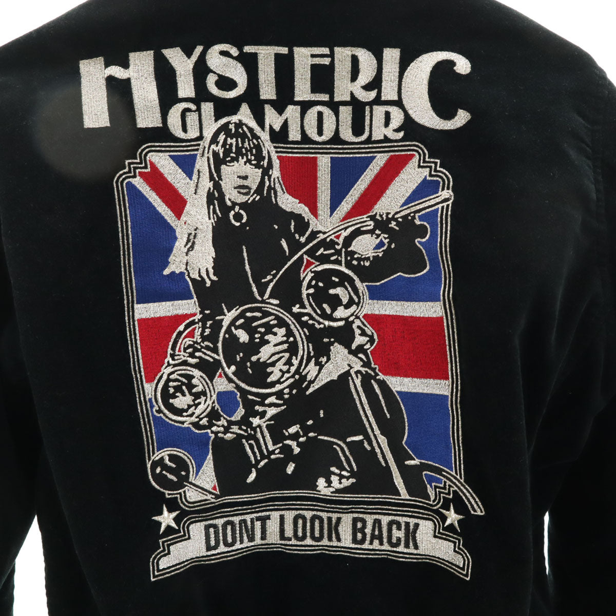 HYSTERIC GLAMOUR ヒステリックグラマー バック刺繍 ベロア ジャケット S ブラック 中綿 メンズ