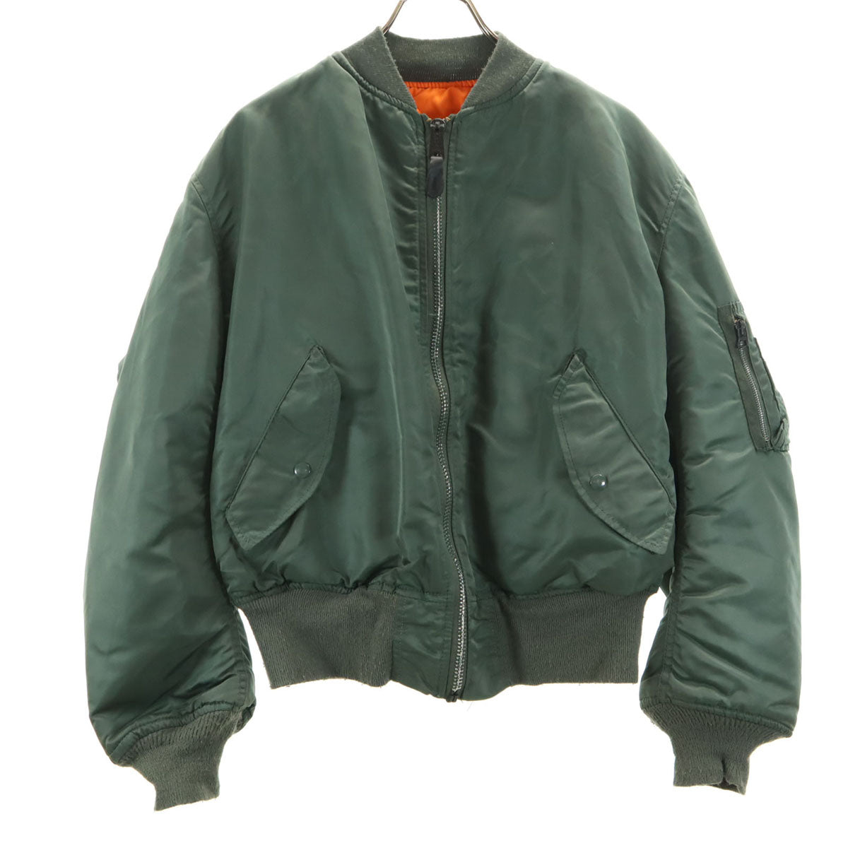 ALPHA INDUSTRIES INC アルファインダストリーズ USA製 MA-1 フライトジャケット L グリーン系 メンズ