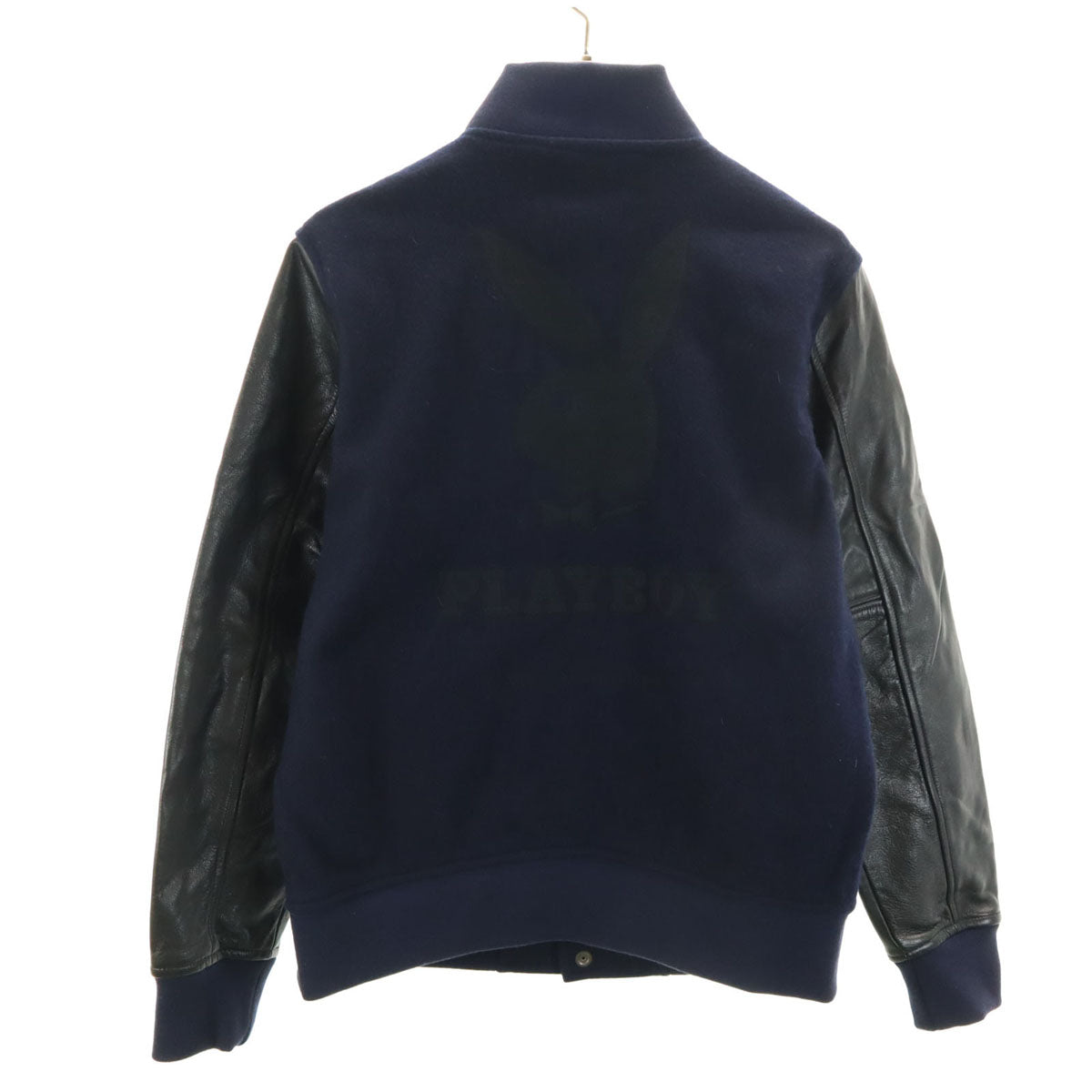 RHC Ron Herman アールエイチシー ロンハーマン PLAY BOY × SURT プレイボーイ×サート コラボ 日本製 バック刺繍 牛革レザー切替 スタジャン M ネイビー メンズ