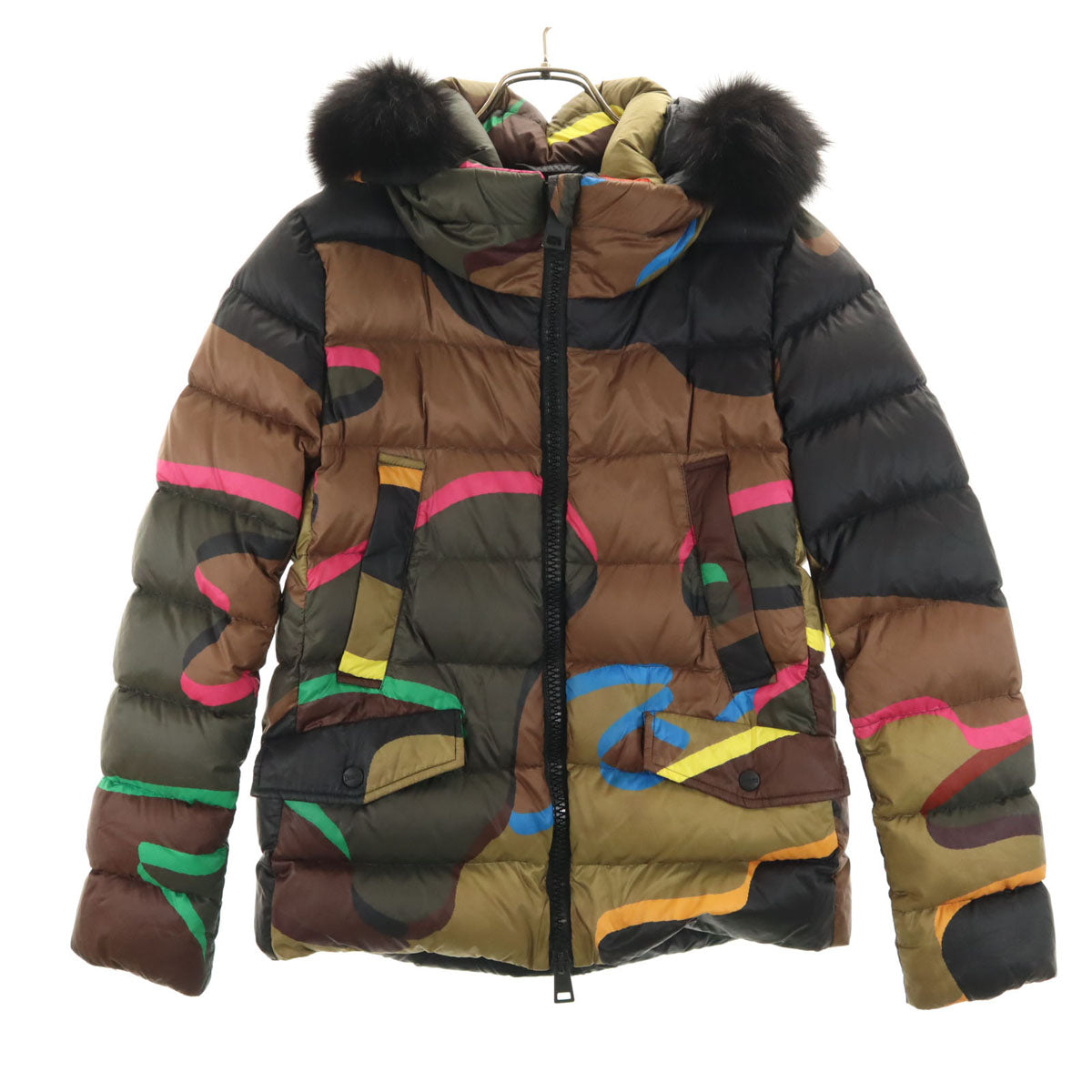 Herno ヘルノ 総柄 ダウンジャケット 42 ブラウン レディース