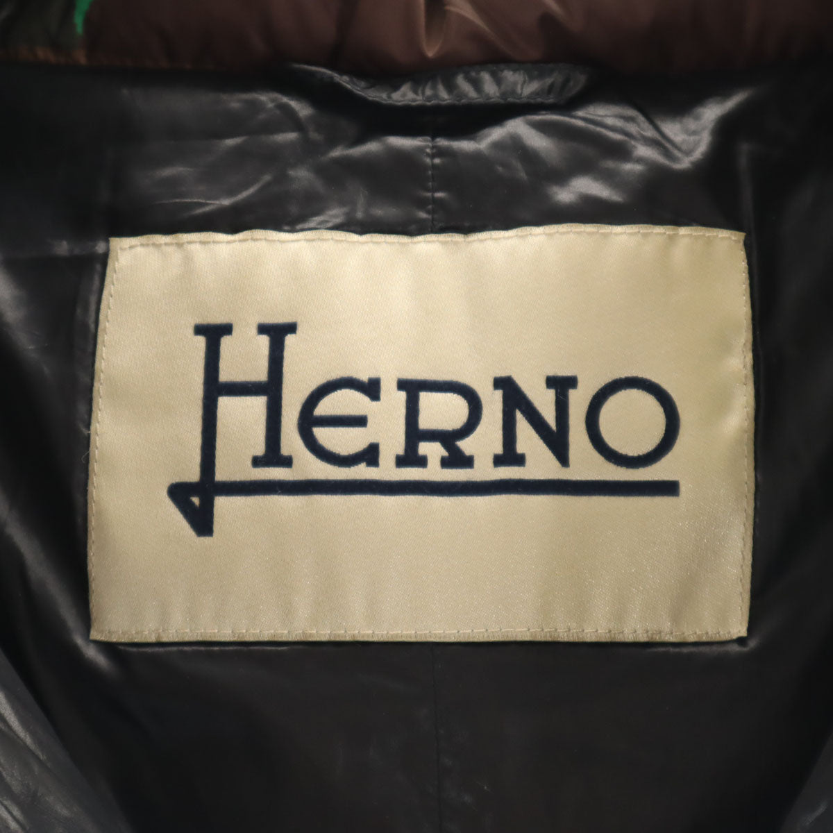 Herno ヘルノ 総柄 ダウンジャケット 42 ブラウン レディース