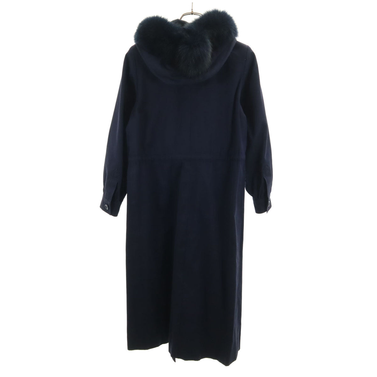 YVES SAINT LAURENT イヴサンローラン 90s オールド ステンカラーコート M ネイビー フォックスファー付き レディース