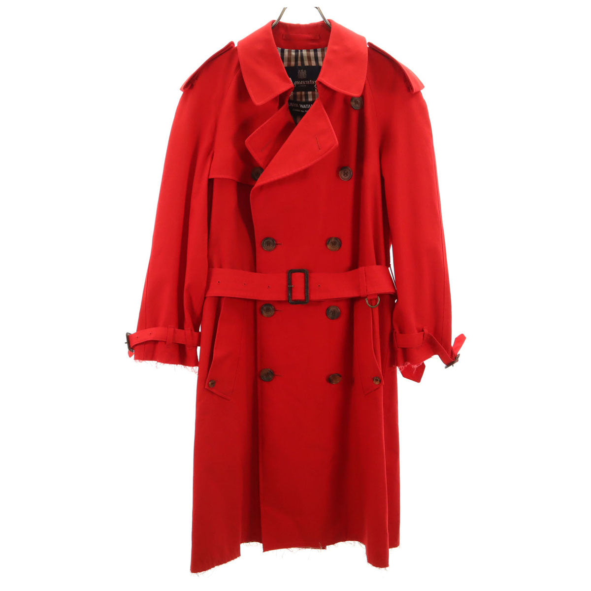 JUNYA WATANABE COMME des GARCONS ジュンヤワタナベコムデギャルソン 2004年 Aquascutum アクアスキュータム コラボ イギリス製 トレンチコート 34 レッド レディース