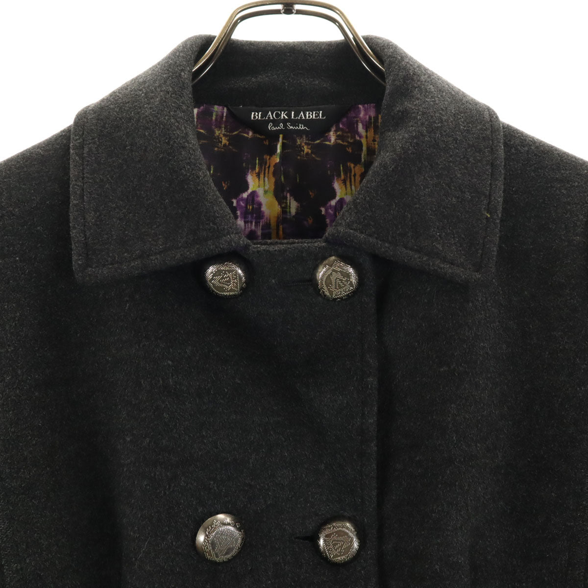 Paul Smith BLACK LABEL ポールスミスブラックレーベル 日本製 ダブルブレスト ウールジャケット 40 チャコールグレー レディース