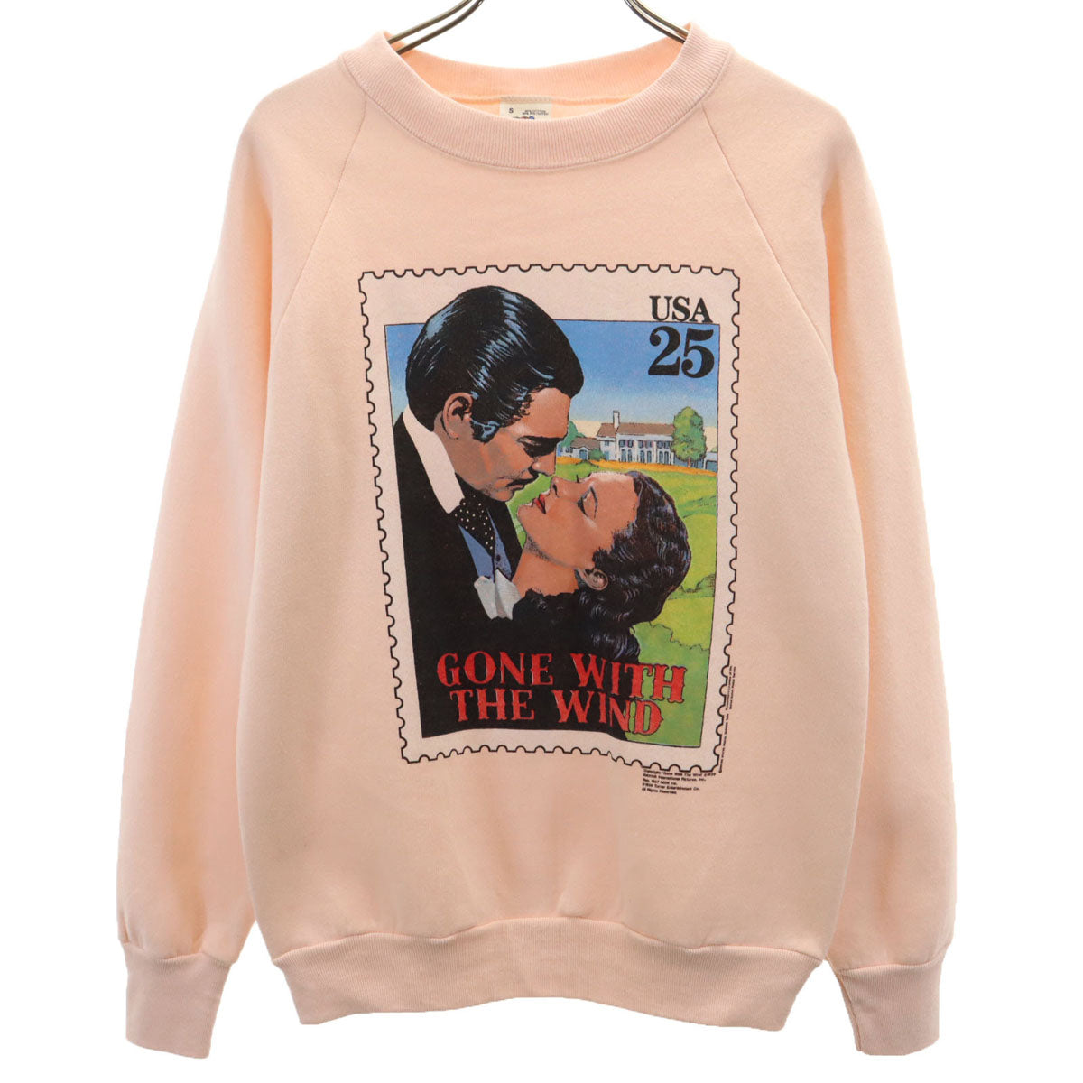 FRUIT OF THE LOOM フルーツオブザルーム 90s USA製 オールド 風と共に去りぬ プリント 長袖 スウェット トレーナー S ピンク Gone With the Wind 裏起毛 メンズ