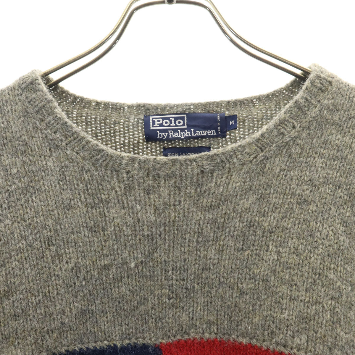 Polo by Ralph Lauren ポロバイラルフローレン 星条旗 長袖 セーター M グレー ニット メンズ