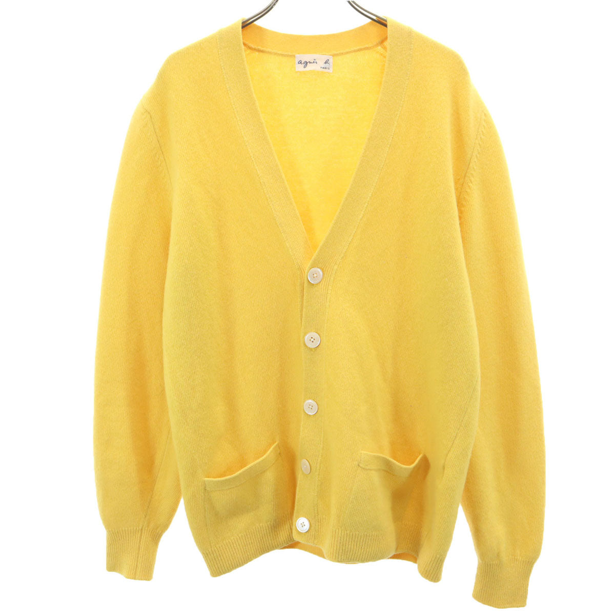 agnes b. アニエスベー スコットランド製 長袖 ニットカーディガン 40 イエロー レディース