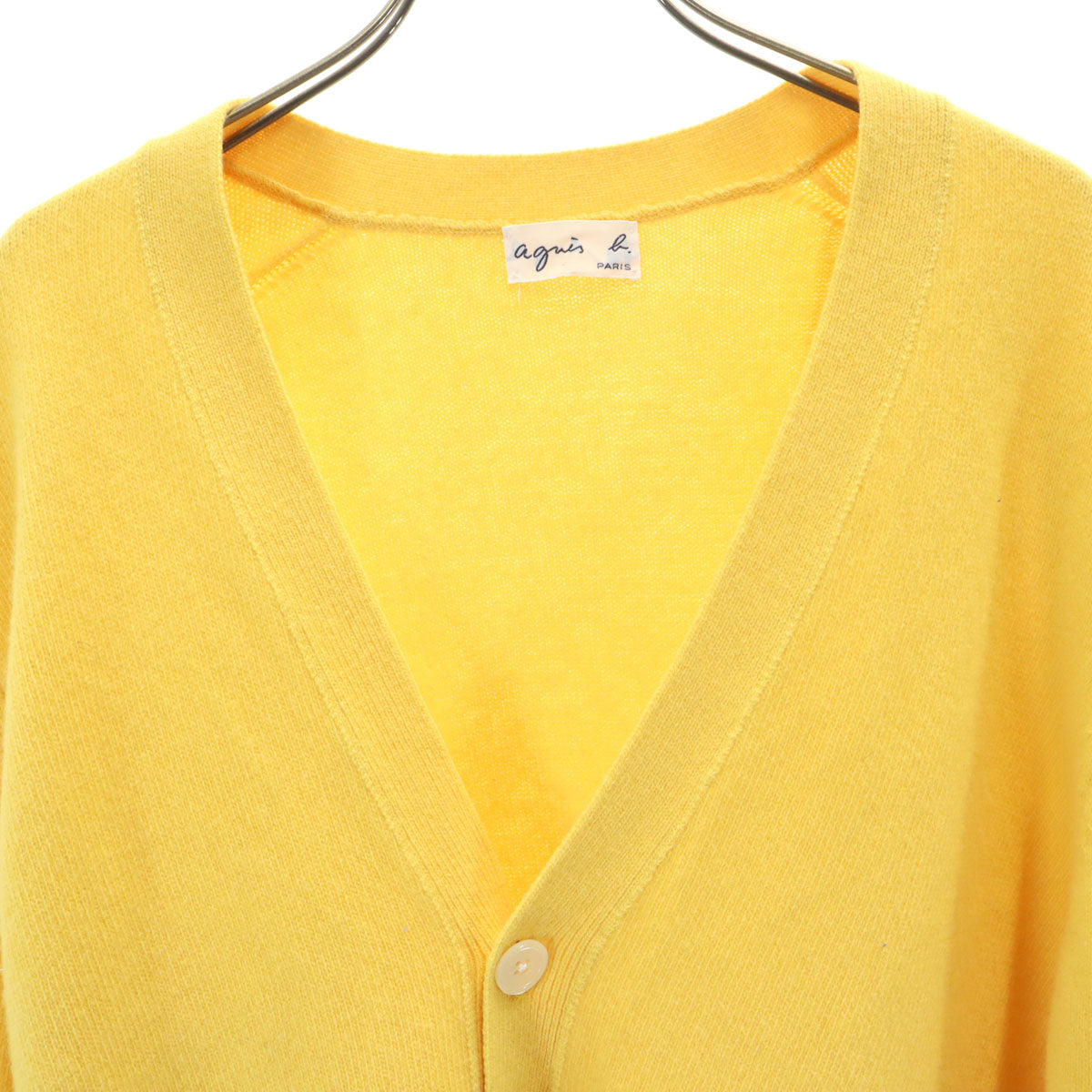 agnes b. アニエスベー スコットランド製 長袖 ニットカーディガン 40 イエロー レディース