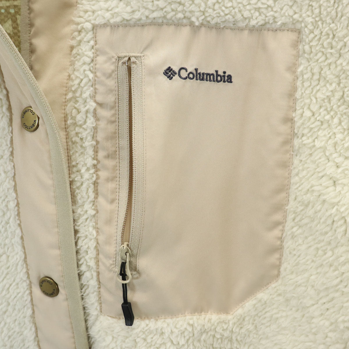 美品 Columbia コロンビア フリース ロングコート L オフホワイト レディース