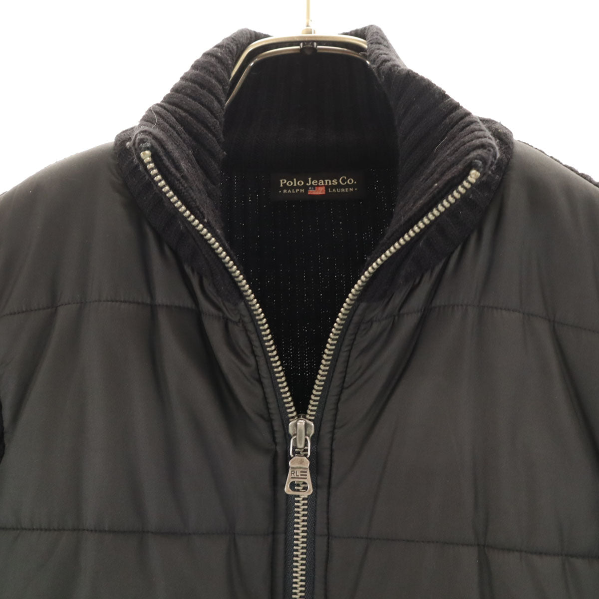 POLO JEANS COMPANY RALPH LAUREN ポロジーンズカンパニーラルフローレン 中綿切替 ニットジャケット S ブラック レディース
