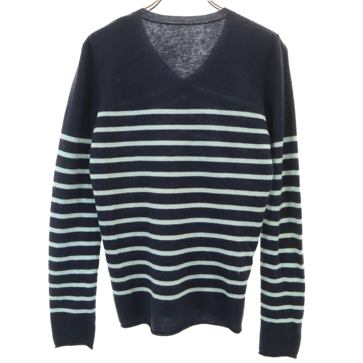 Lucien Pellat-Finet ルシアンペラフィネ カシミヤ100% 長袖 Vネック セーター S ネイビー メンズ