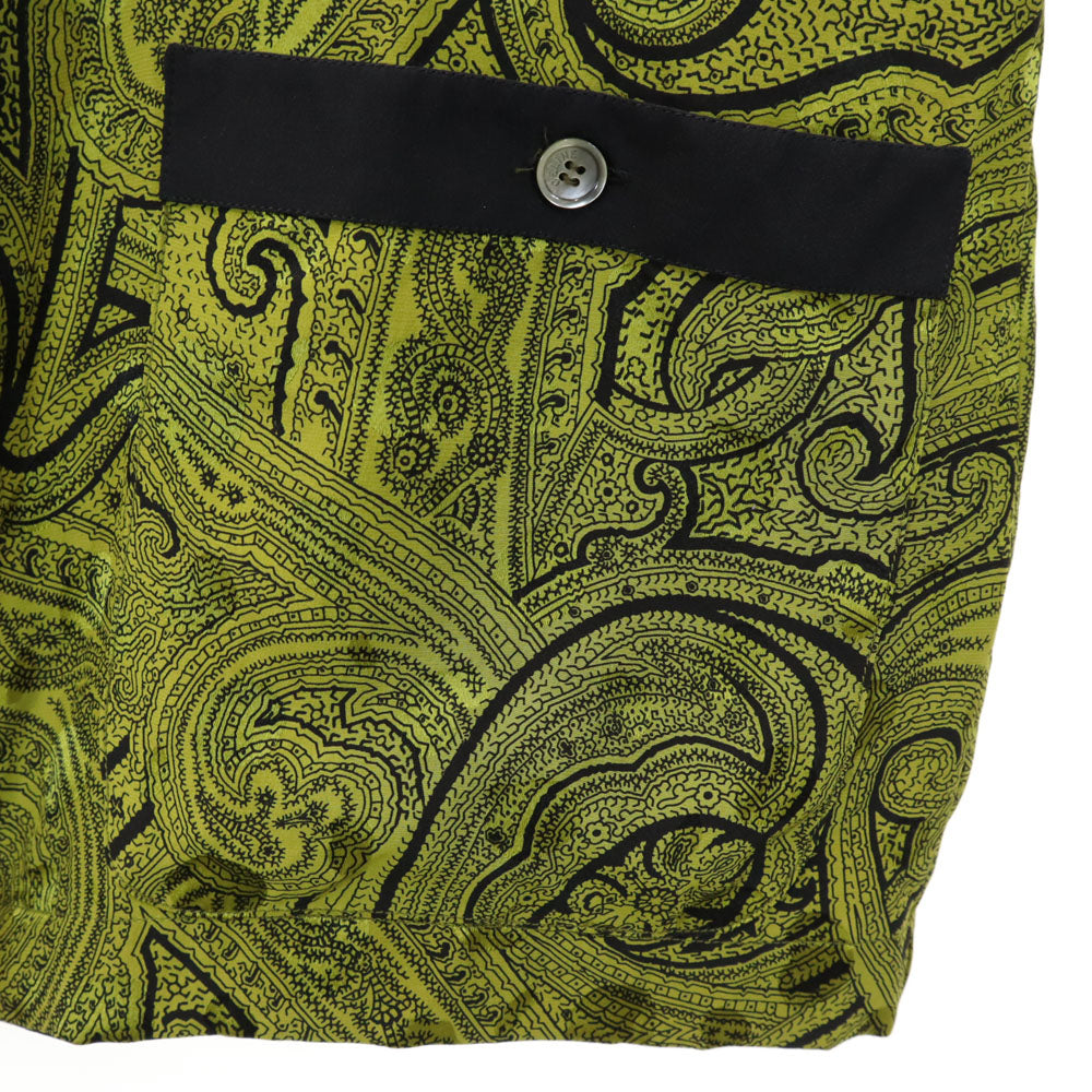 CELINE セリーヌ 90s フランス製 シルク オールド ジェーシーシ― 総柄 長袖 シャツ 上下 セットアップ 38 カーキ レディース