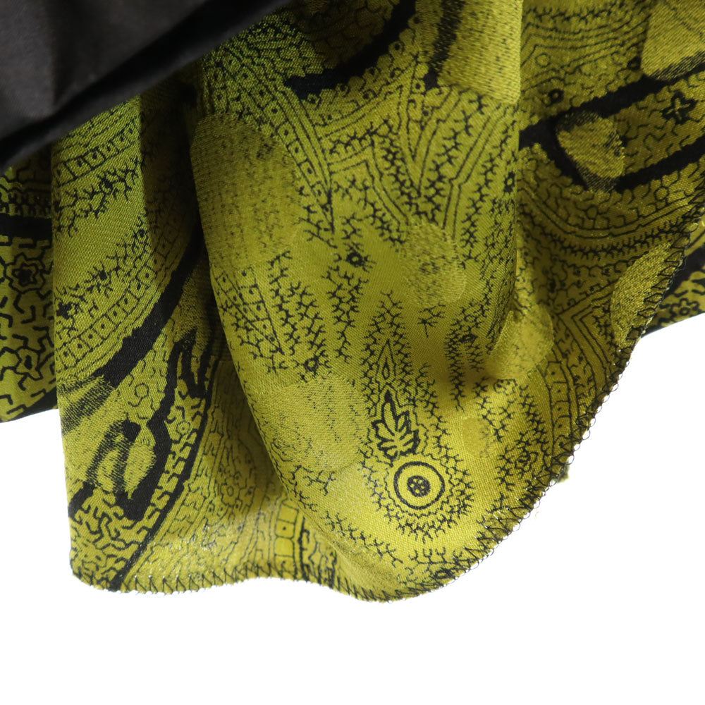 CELINE セリーヌ 90s フランス製 シルク オールド ジェーシーシ― 総柄 長袖 シャツ 上下 セットアップ 38 カーキ レディース